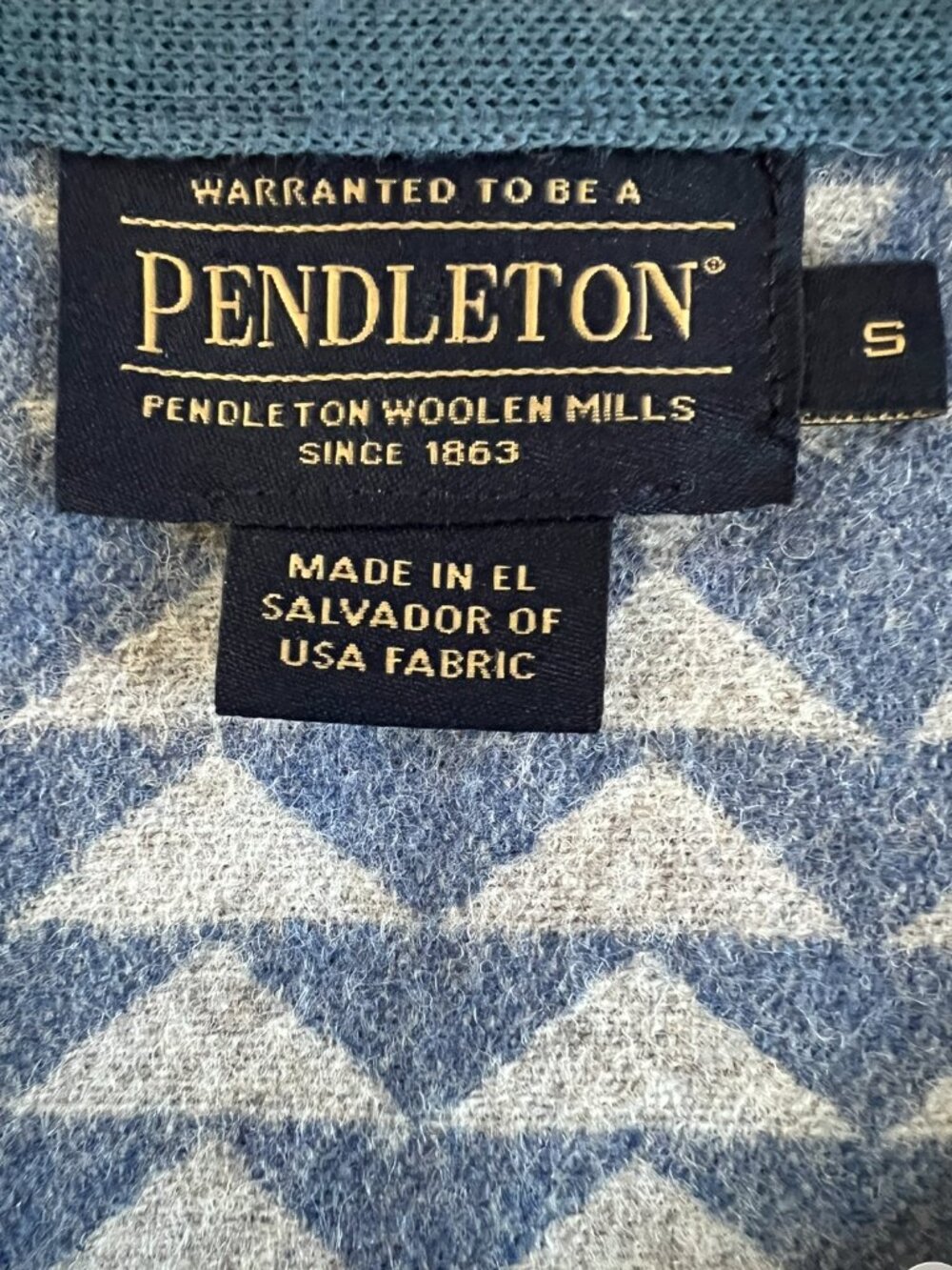 Pendleton Virgin Wool Aztec Jacket/Coat In Blue & Gray Size S - Picture 13 of 14